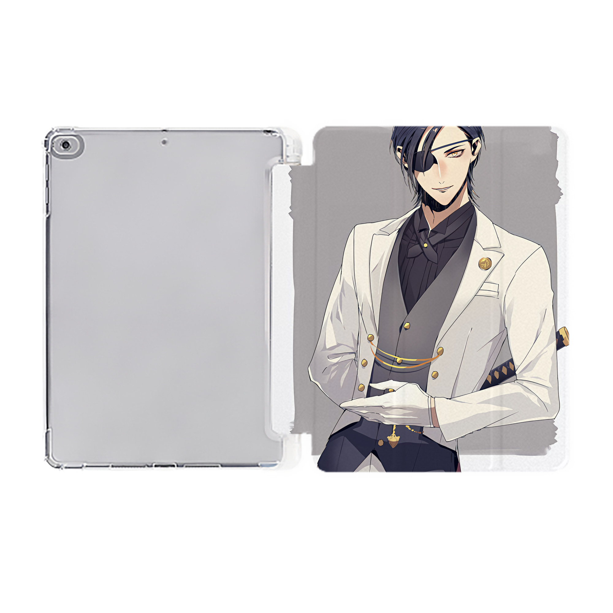 （画像用） 刀剣乱舞 Touken Ranbu IPad ケース ペン収納付き 三つ折りスタンド PUレザー×シリコン 対応機種9.5/10.5/10.9インチ